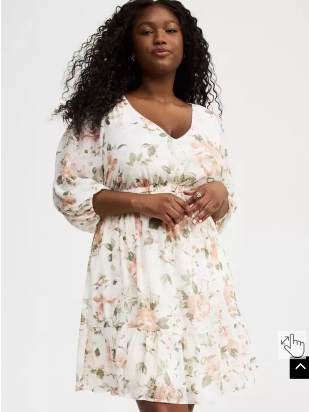torrid Sheer Floral Midi Dress in Cream and Peach size 3